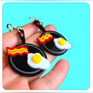 3D Earrings, Fun Earrings, Breakfast Earrings